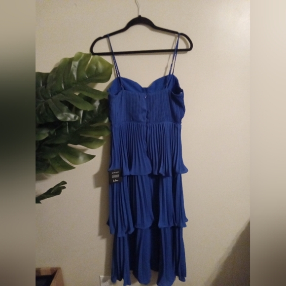 Lulus Cascading Crush Cobalt Blue Tiered Bustier Midi Dress Size M - Picture 5 of 12
